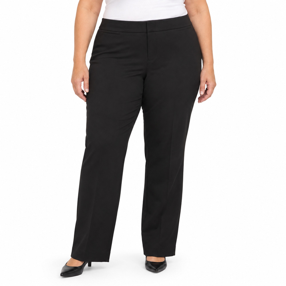 NYDJ Not Your Daughters Jeans Black Ponte Knit Flat Front Straight Leg Pants 16W